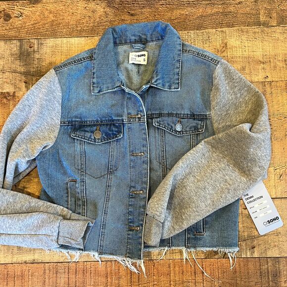 Ci Sono Denim Jean Jacket Sweatshirt Sleeves Small NEW NWT - Picture 8 of 8
